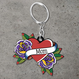 Personalized Heart Flower Memorial Gift Keychain