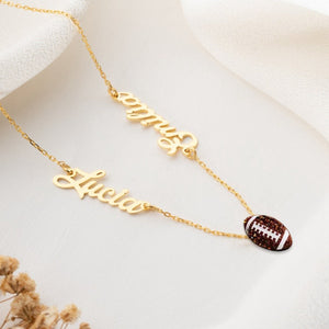 Personalized Football Team Name & Football Charm Necklace