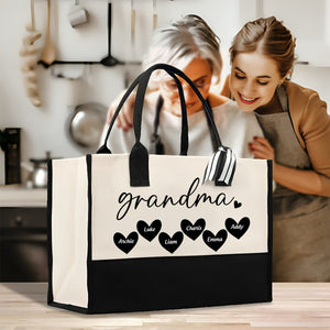 Mama Gigi Grandma Heart- Personalized Canvas Tote Bag