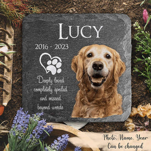 Personalized Dog Cat Memorial Garden Stone -Deeply Loved Completely Spoiled And Missed Beyond Words