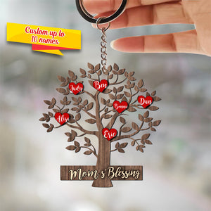 Mother’s day gift-Blessing Tree Personalized Name Keychain