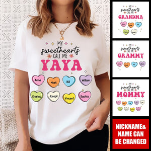 Personalized My Sweethearts Call Me Yaya Pure cotton T-shirt