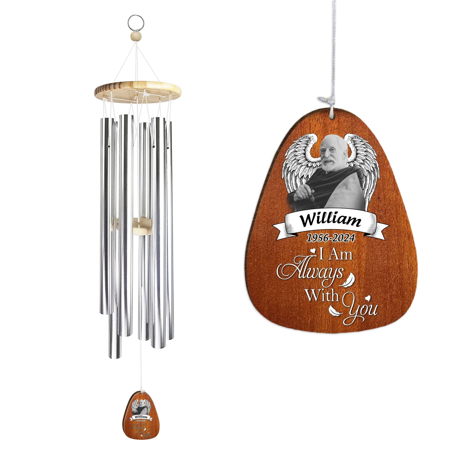 I am always with you - Personalized Memorial Photo Wind Chimes