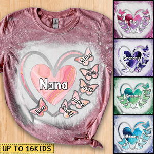 Grandma, Mom, Nana Heart Butterfly Kids - Personalized 3D T-Shirt