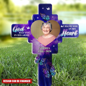 Custom Photo God Has You In His Arm - Personalized Acrylic Plaque Stake