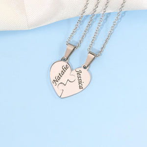 Personalized Name Puzzle we are together Heart Necklace