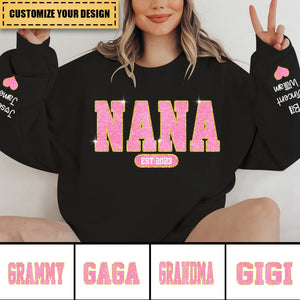 Personalized Glitter Pink Custom Name Mimi Nana Grandma Est And Kids Sweatshirt