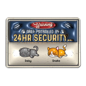 Warning Area Patrolled By Cute Sleeping Cats Personalized 3D Inflated Metal Sign