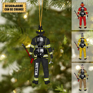 Firefighter Personalized Acrylic Ornament For Fireman - Custom Christmas Gift Firefighter