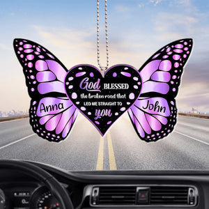 Personalized Heart With Butterfly Wings God Blessed Ornament