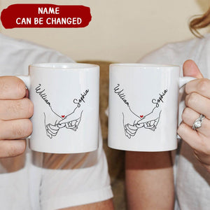 Custom Name Holding Hands Valentine Mug Personalized Gift