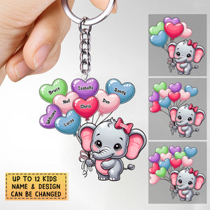 Personalized Cute Elephant Mom/Grandma Acrylic Keychain