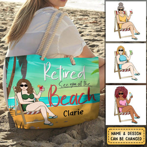 Retired See You At The Beach - Personalized Beach Bag