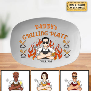 The King Of The Kitchen - Family Personalized Platter - Father's Day, Gift For Dad, Grandpa