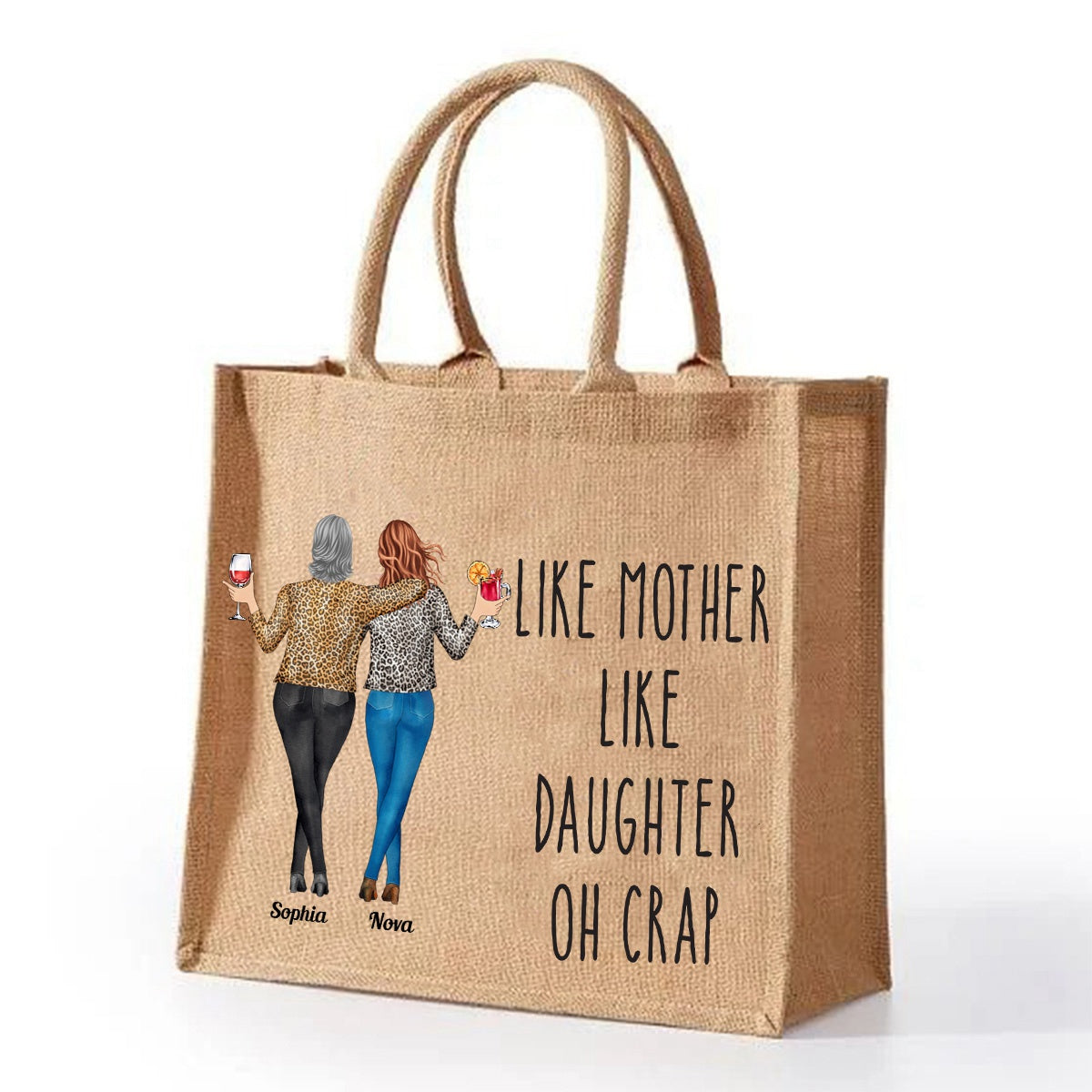 Like Mother Like Daughter - Personalized Jute Tote Bag