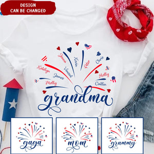 Personalized Firework Grandma And Kids Pure Cotton T-Shirt