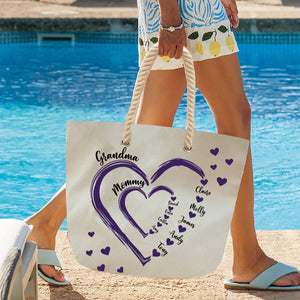 Personalized Beach Bag - Little Sweethearts - Gift For Mom Grandma