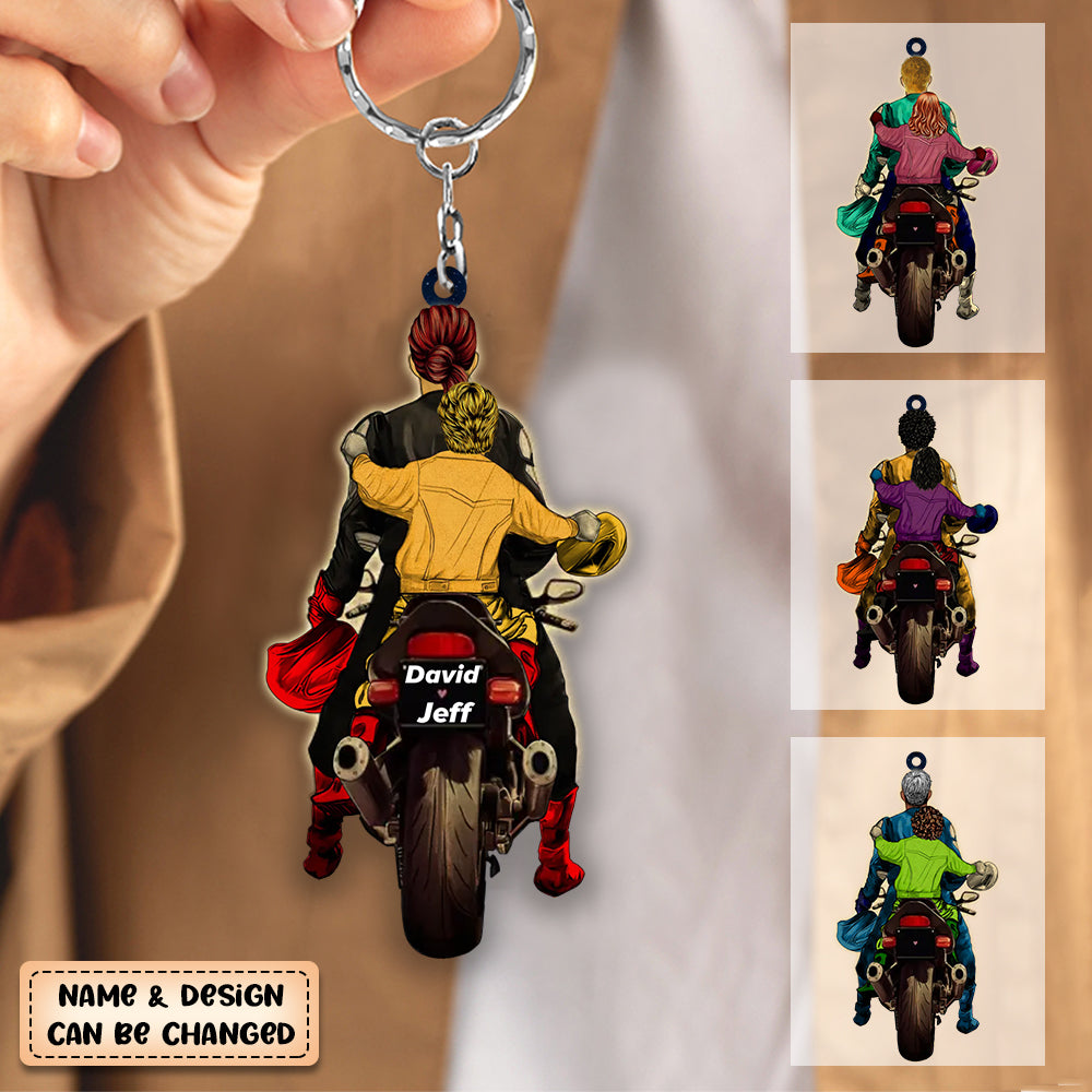 Personalized Motocross Bike Dad And Daughter & Son Keychain