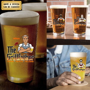 Personalized The Grillfather, The Real Master Family Beer Glass