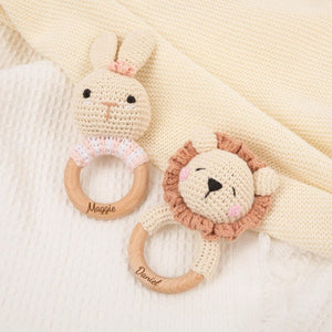 Personalized Baby Rattle Crochet Grasping Toy