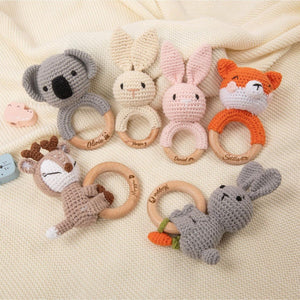 Personalized Baby Rattle Crochet Grasping Toy