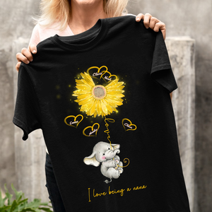 Personalized I Love Being A Nana Grandma Mom Sunflower Elephant T-shirt