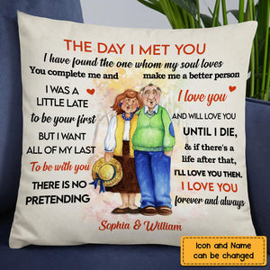 Personalized Old Couple The Day I Met You Pillow