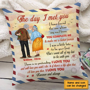 Personalized Old Couple The Day I Met You Love Letter Pillow