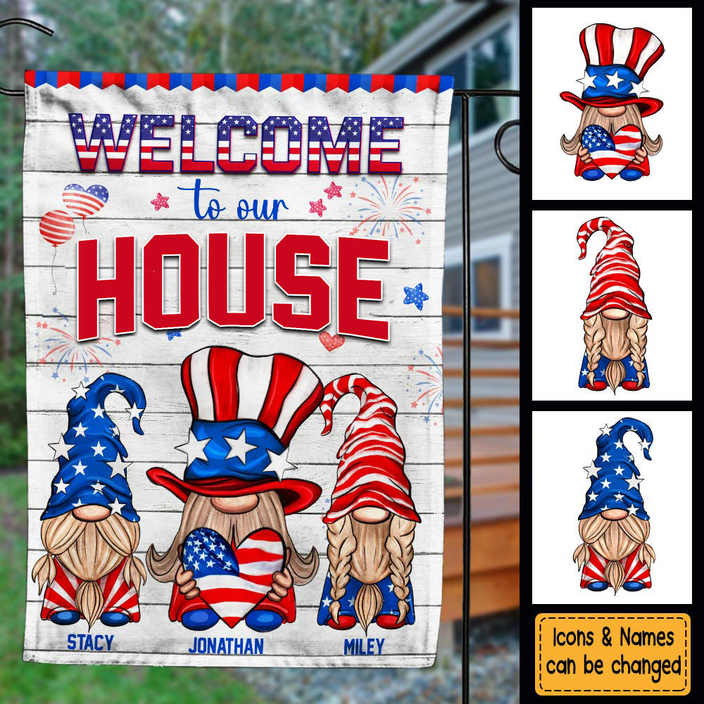 Personalized Independence Day Welcome To Our House Family Flag