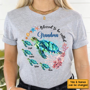 Personalized Blessed To Be Called Grandma Turtle T-shirt