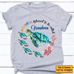 Personalized Blessed To Be Called Grandma Turtle T-shirt