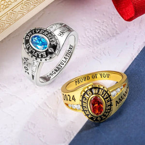 Personalized Engraved Birthstone Graduation Ring Gift for Class of 2024 Graduates