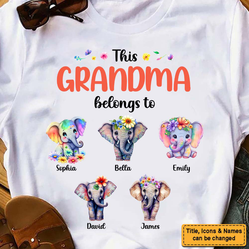 Personalized This Grandma Belongs To Elephant T-Shirt