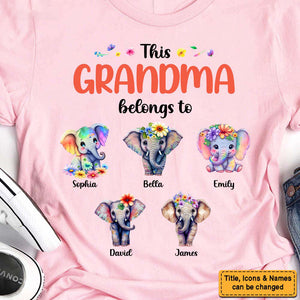 Personalized This Grandma Belongs To Elephant T-Shirt