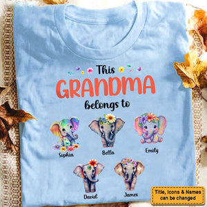 Personalized This Grandma Belongs To Elephant T-Shirt