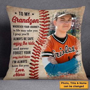 Personalized Baseball Gift For Grandson To My Grandson Pillow