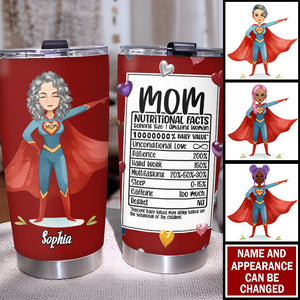 Personalized Supermom Nutritional Facts Tumbler Gift For Mom