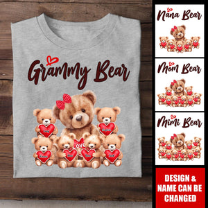 Personalized Mimi Bear Custom Grandma With Kids Pure cotton T-shirt