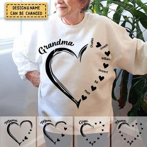 Personalized Grandma and Grandkids,Grandma Heart Sweatshirt