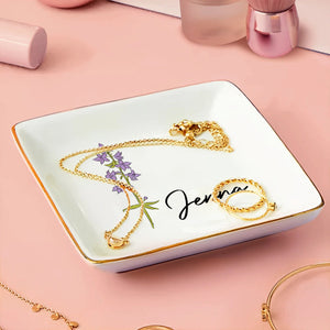 Birth Flowers For Women - Personalized Ring Dish