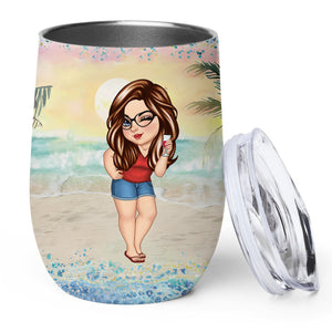 Best Summer Beach Vacation Monogram - Personalized Wine Tumbler