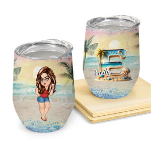 Best Summer Beach Vacation Monogram - Personalized Wine Tumbler