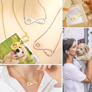 Personalized Cute Pet Paw Infinity Necklace