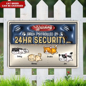 Warning Area Patrolled By Cute Sleeping Cats Personalized 3D Inflated Metal Sign