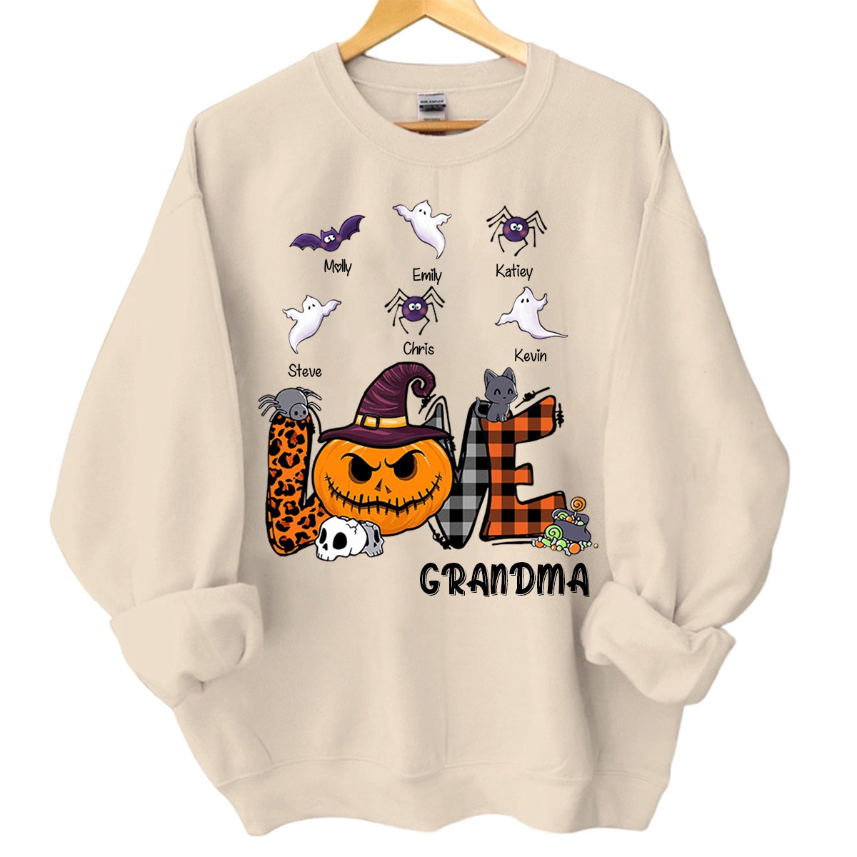 Love Halloween - Ghosts, Bats And Spiders - Personalized sweatshirt