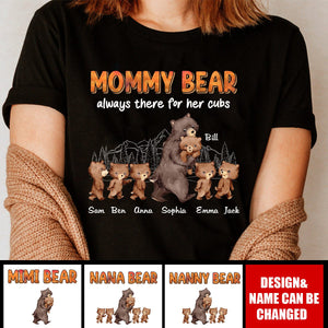 Personalized Mama Bear Always There For Her Cubs Pure cotton T-shirt