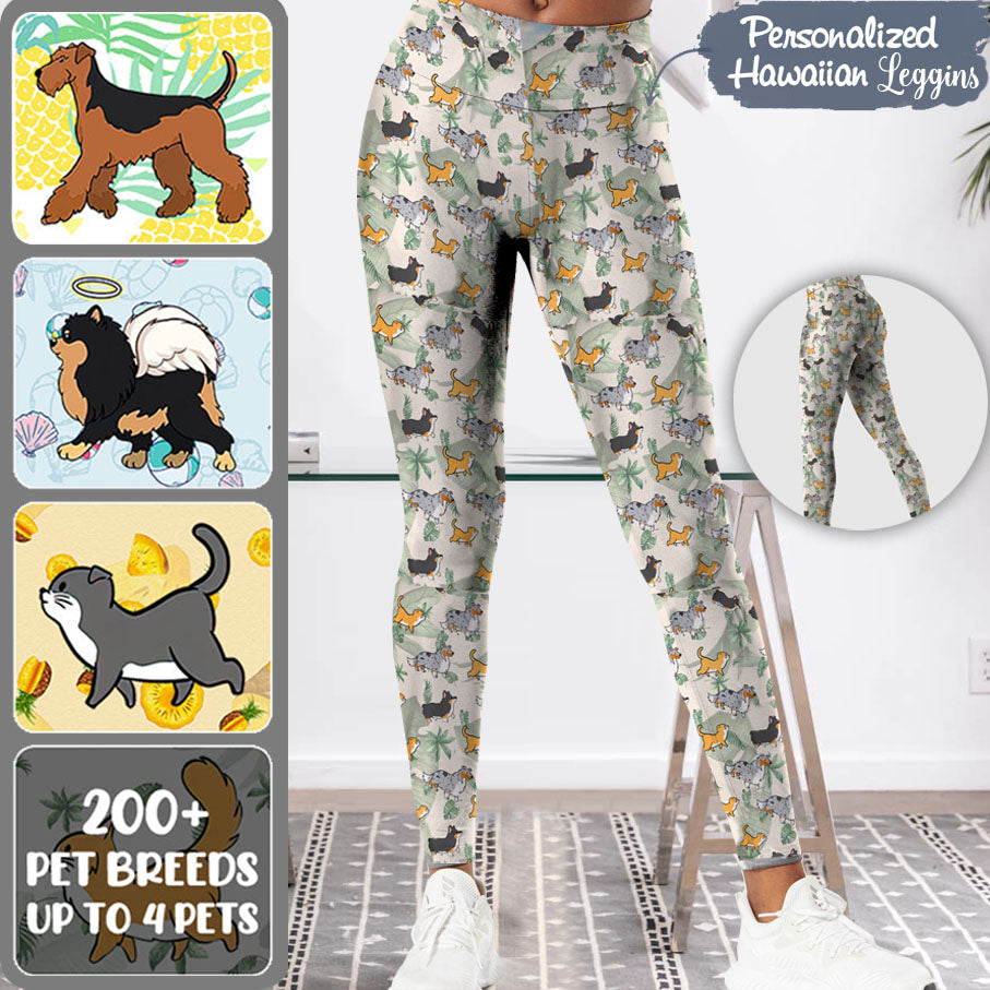 Dog & Cat Sunshine Liquid High Waist Leggings-Personalized High Waist Leggings