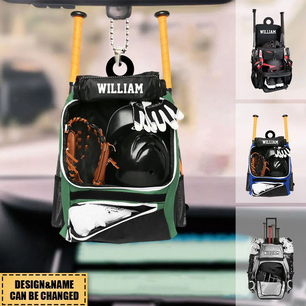 Personalized Baseball Bag Acrylic Christmas/Car Ornament