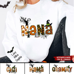 Personalized Halloween Custom Kids Names Grandma Tittle Sweatshirt