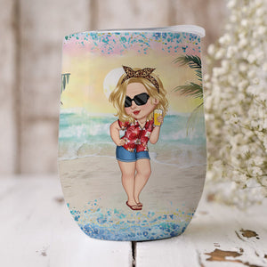 Best Summer Beach Vacation Monogram - Personalized Wine Tumbler